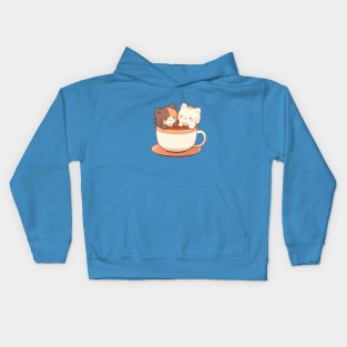 Kawaii kittens in hot chocolate cup Kids Hoodie